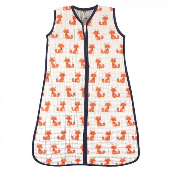 Hudson Baby Infant Boy Muslin Cotton Sleeveless Wearable Sleeping Bag, Sack, Blanket, Foxes, 12-18 Months