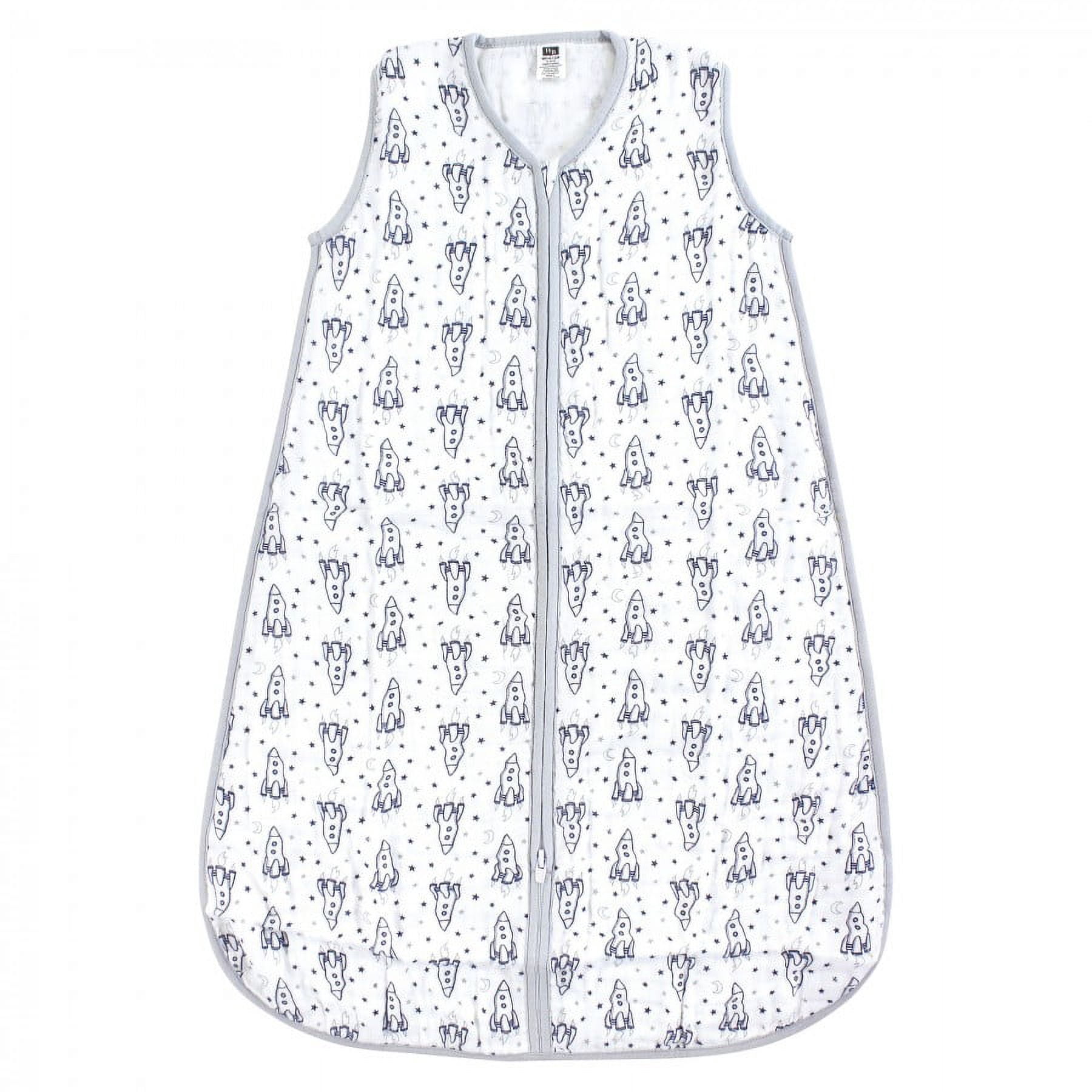 Hudson Baby Infant Boy Muslin Cotton Sleeveless Wearable Sleeping Bag, Sack, Blanket, Rocket Ship, 6-12 Months
