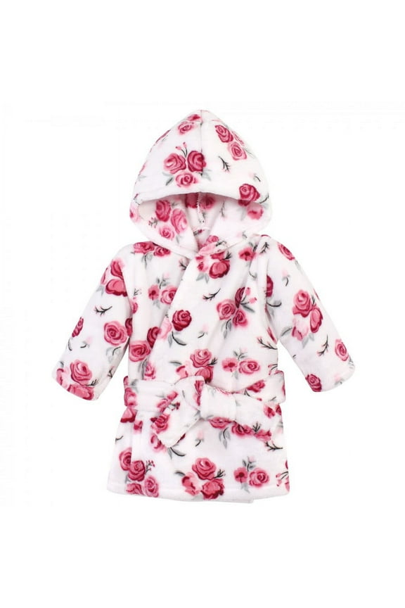 Infant Boy Plush Animal Face Bathrobe, Rose, 0-9 Months