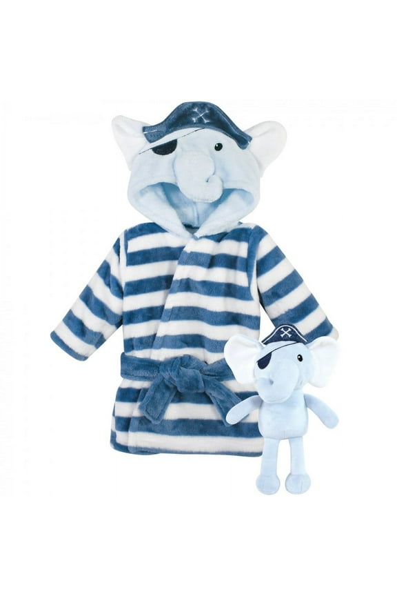 Infant Boy Plush Bathrobe and Toy Set, Pirate Elephant, One Size