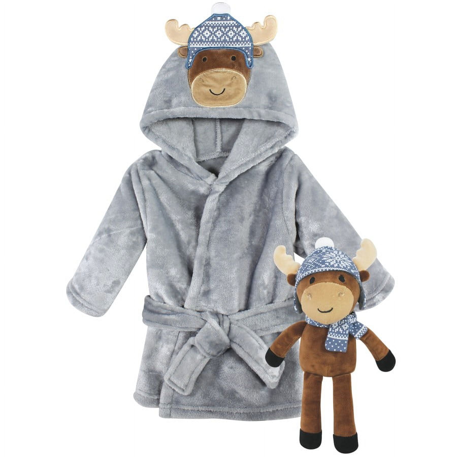 Hudson Baby Infant Boy Plush Bathrobe and Toy Set, Winter Moose, One ...