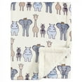 thumbnail image 1 of Hudson Baby Infant Boy Plush Blanket with Faux Shearling Back, Royal Safari, One Size, 1 of 2