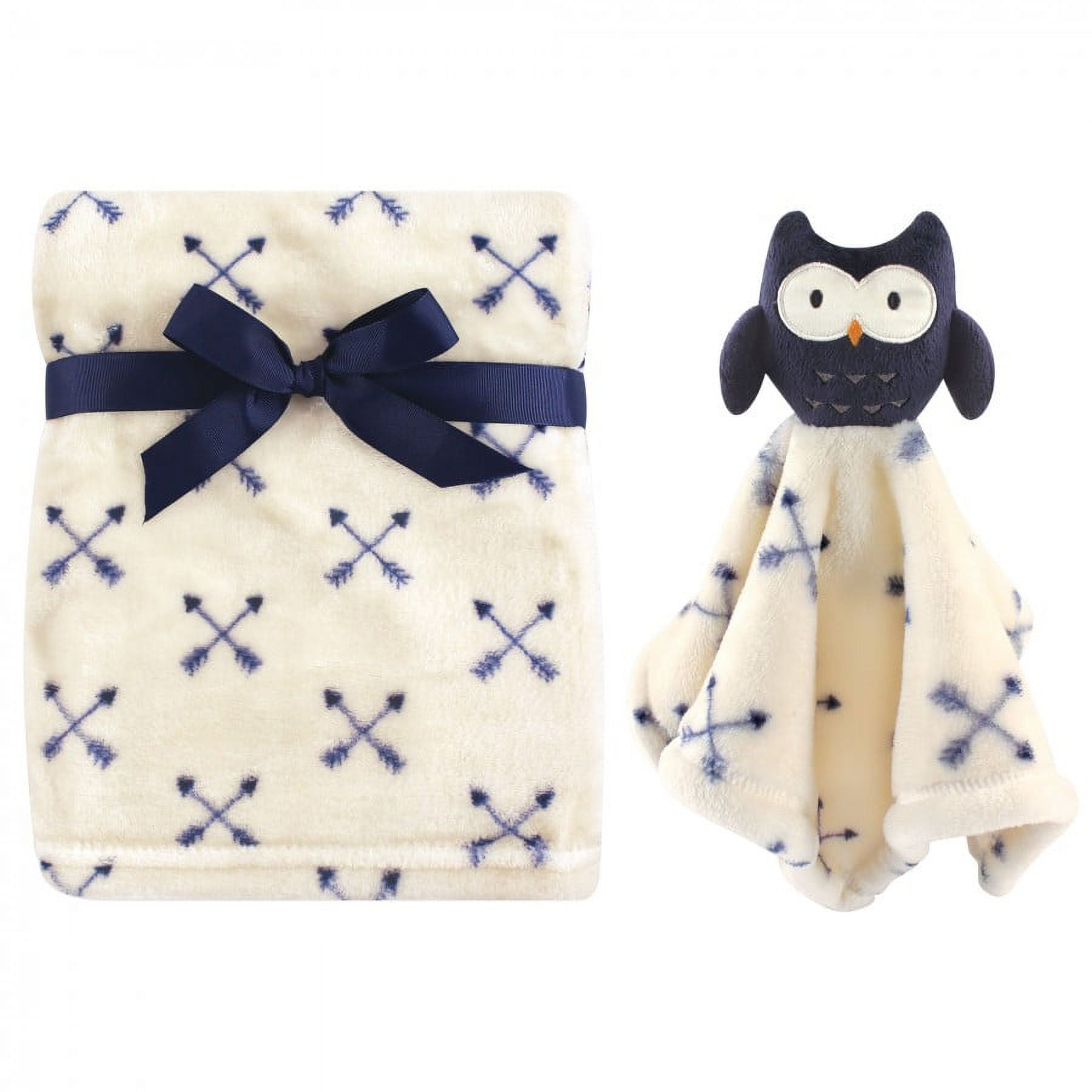Hudson Baby Infant Boy Plush Blanket with Security Blanket, Blue Owl
