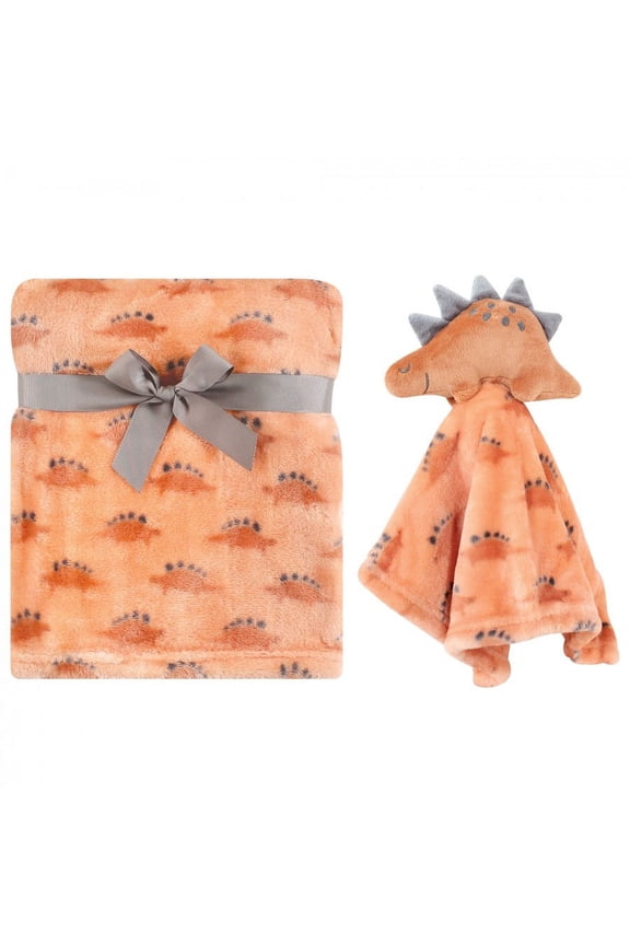 Infant Boy Plush Blanket with Security Blanket, Stegosaurus, One Size