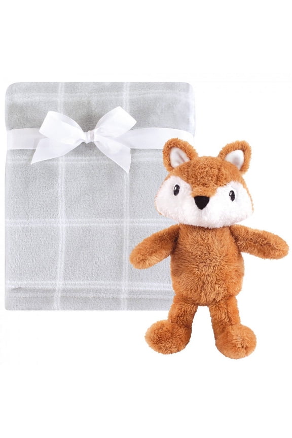 Infant Boy Plush Blanket with Toy, Snuggly Fox, One Size
