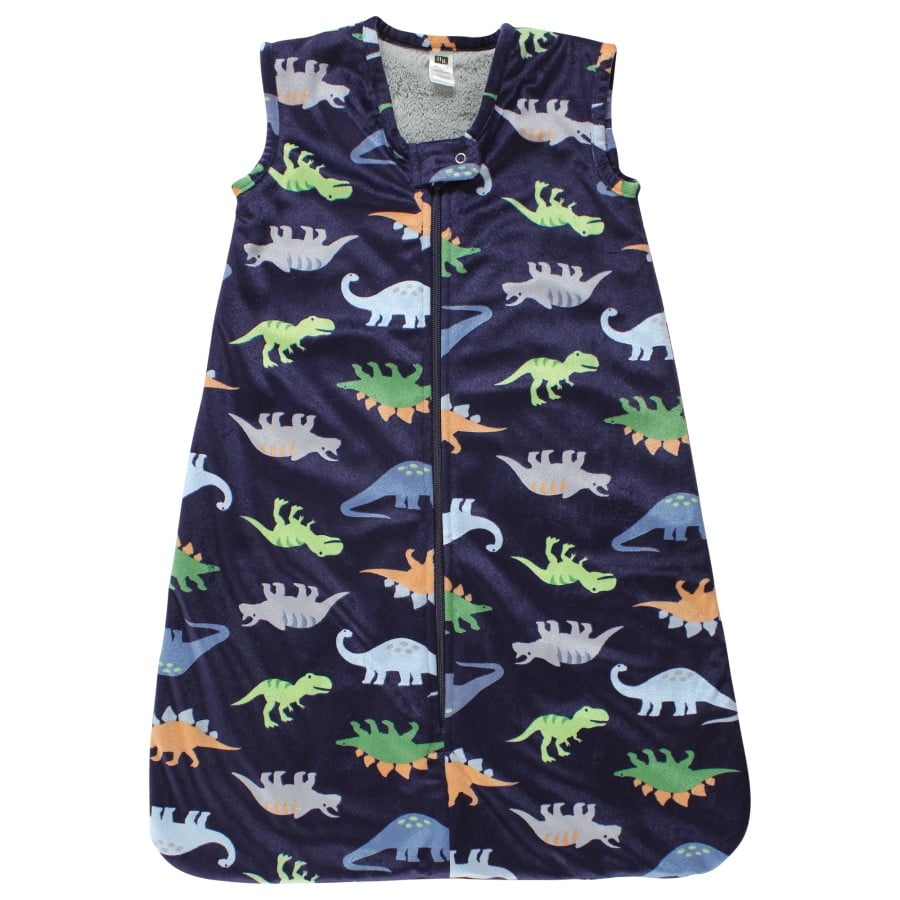 Hudson Baby Infant Boy Plush Faux Fur Sleeping Bag, Wearable Blanket, Dinosaurs, 6-12 Months