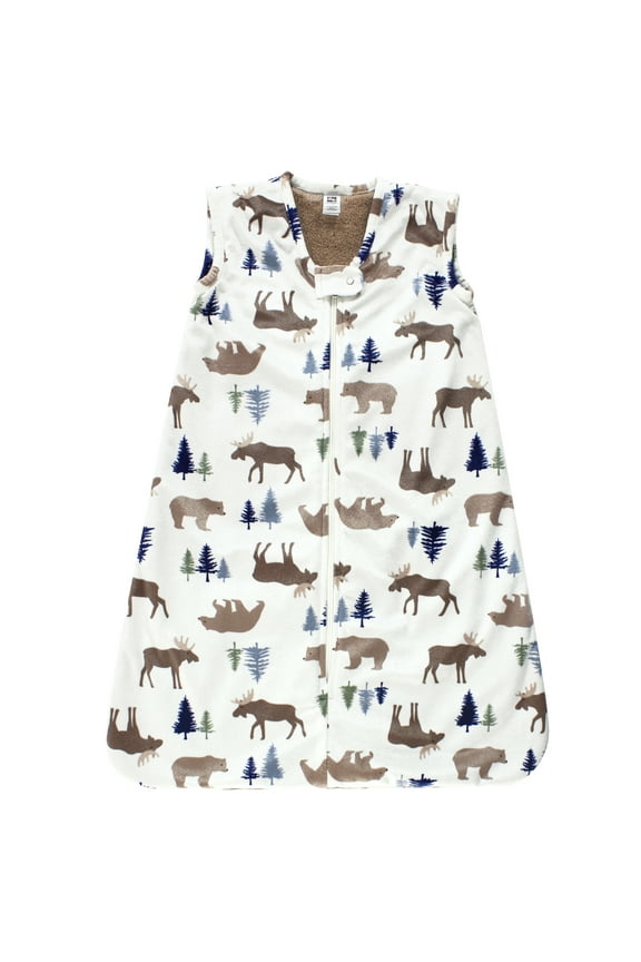 Infant Boy Plush Faux Fur Sleeping Bag, Wearable Blanket, Moose Bear, 0-6 Months