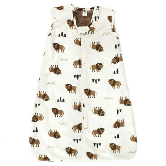 Hudson Baby Infant Boy Plush Faux Fur Sleeping Bag, Wearable Blanket, Wild Buffalo, 0-6 Months