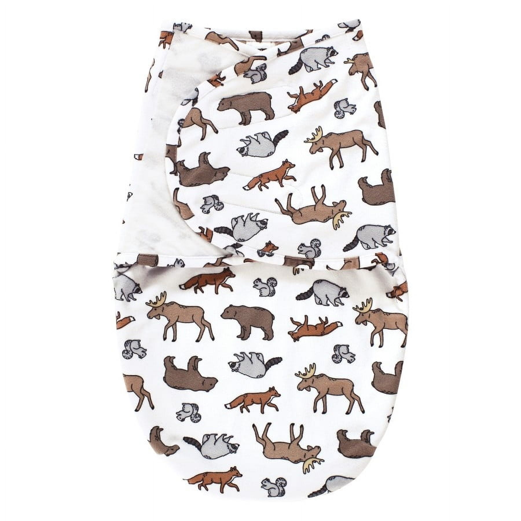 Hudson Baby Infant Boy Plush Faux Fur Swaddle Wrap, Animal Adventure, 0-3 Months