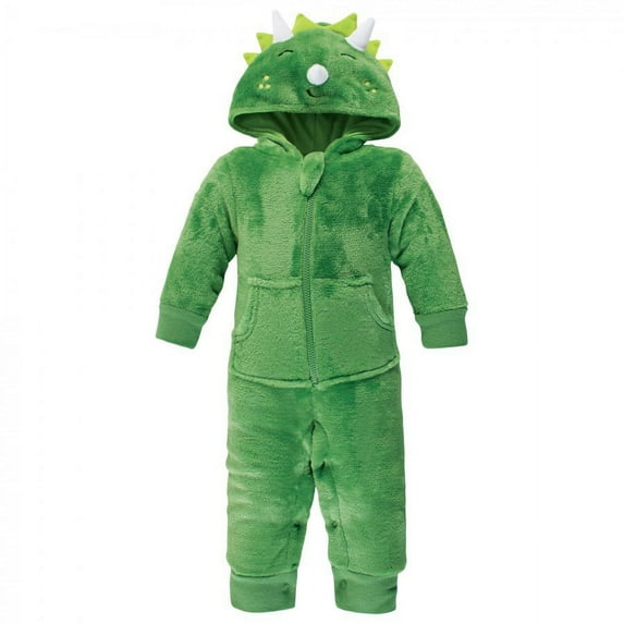 Hudson Baby Infant Boy Plush Jumpsuits, Dinosaur, 0-3 Months