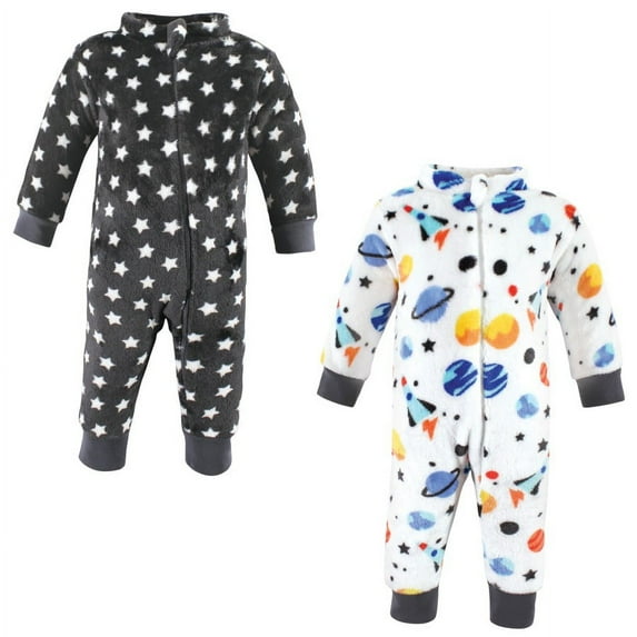 Hudson Baby Infant Boy Plush Jumpsuits, Space Adventure, 18-24 Months