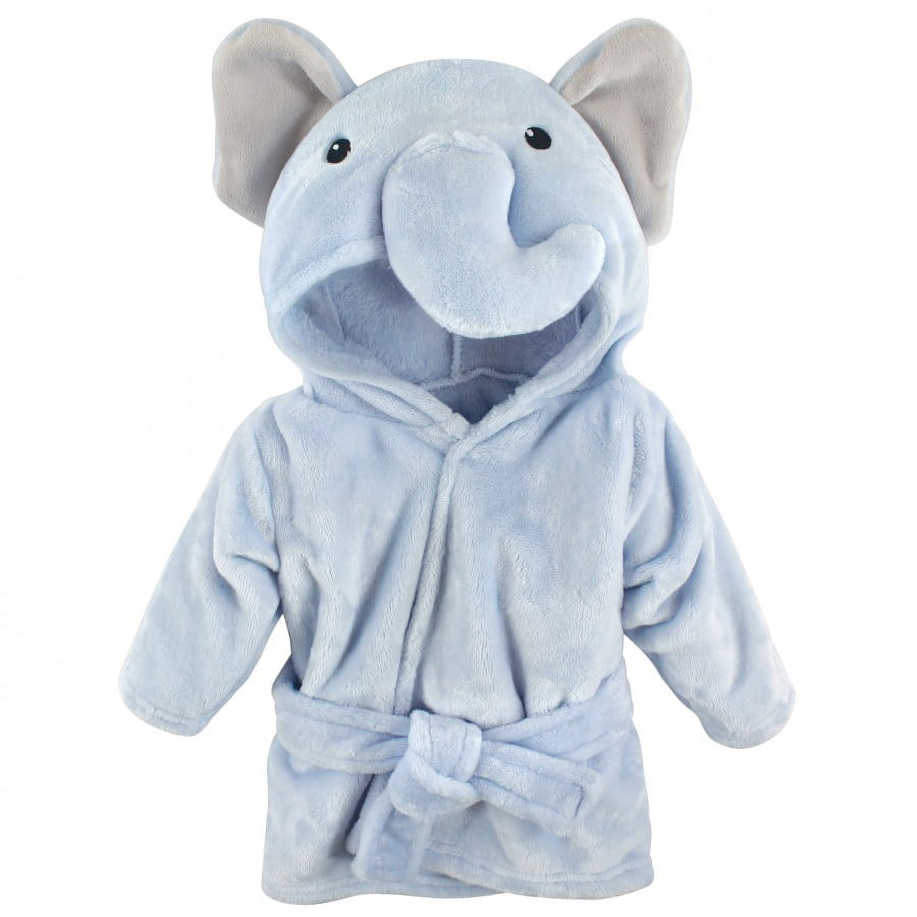 Hudson Baby Infant Boy Plush Pool and Beach Robe Cover-ups, Blue Elephant, 12-18 Months
