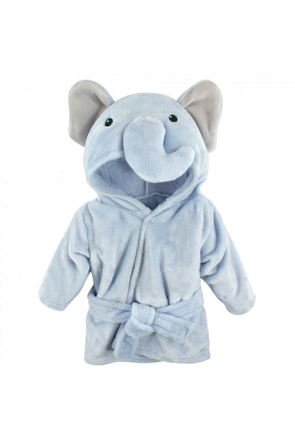Infant Boy Plush Pool and Beach Robe Cover-ups, Blue Elephant, 12-18 Months