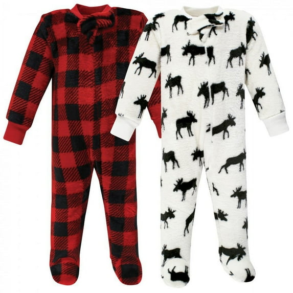 Hudson Baby Infant Boy Plush Sleep and Play, Moose, 0-3 Months