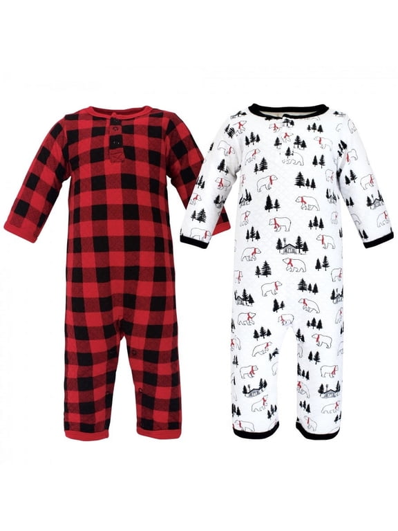 Infant Boy Premium Quilted Coveralls, Buffalo Plaid Bear, 3-6 Months