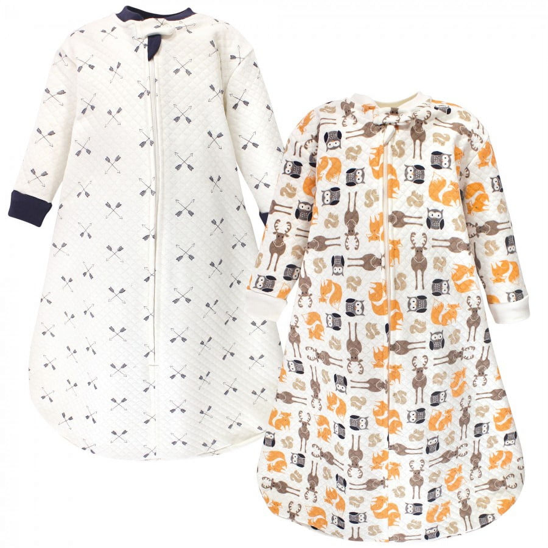 Hudson Baby Infant Boy Premium Quilted Long Sleeve Sleeping Bag and Wearable Blanket 2-Pack, Cream Forest Animals, 18-24 Months