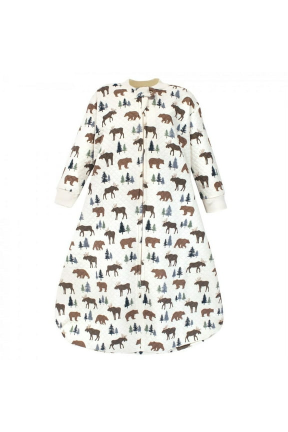 Infant Boy Premium Quilted Long Sleeve Sleeping Bag and Wearable Blanket, Moose Bear, 6-12 Months