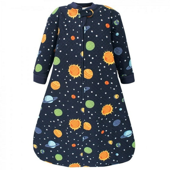 Hudson Baby Infant Boy Premium Quilted Long Sleeve Sleeping Bag and Wearable Blanket, Solar System, 12-18 Months