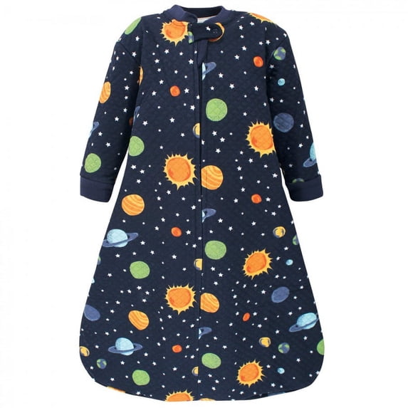 Hudson Baby Infant Boy Premium Quilted Long Sleeve Sleeping Bag and Wearable Blanket, Solar System, 12-18 Months