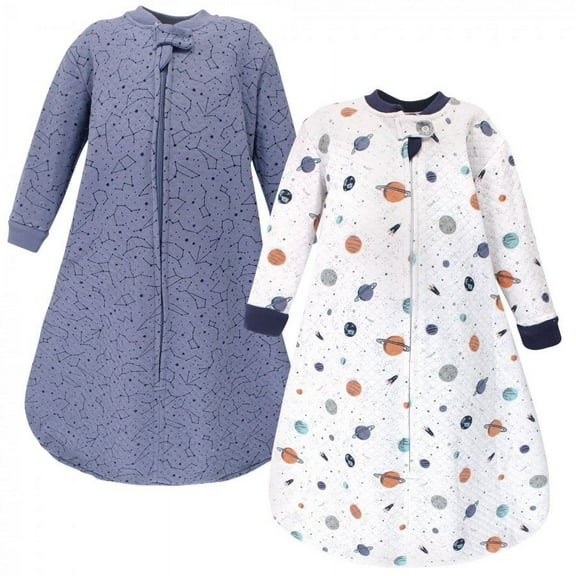 Hudson Baby Infant Boy Premium Quilted Long Sleeve Sleeping Bag and Wearable Blanket, Space, 0-6 Months