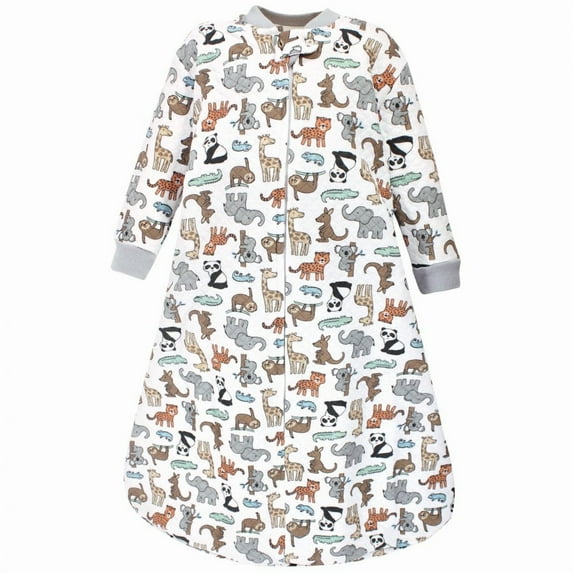 Hudson Baby Infant Boy Premium Quilted Long Sleeve Sleeping Bag and Wearable Blanket, Zoo Animals, 6-12 Months