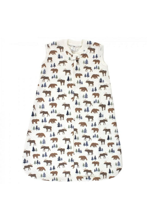Infant Boy Premium Quilted Sleeveless Sleeping Bag and Wearable Blanket, Moose Bear, 0-6 Months