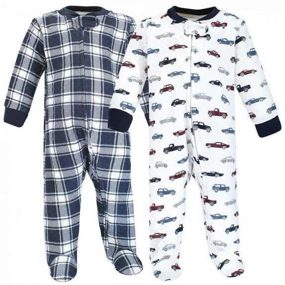 Hudson Baby Infant Boy Premium Quilted Zipper Sleep and Play, Cars, 0-3 Months
