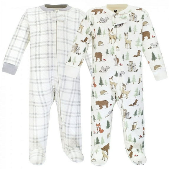 Hudson Baby Infant Boy Premium Quilted Zipper Sleep and Play, Forest Animals, 6-9 Months