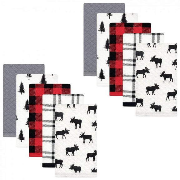 Hudson Baby Infant Boy Quilted Burp Cloths 10pk, Moose, One Size