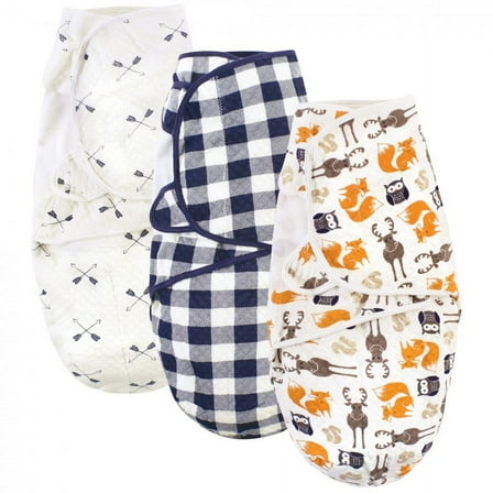 Hudson Baby Infant Boy Quilted Cotton Swaddle Wrap 3pk, Boy Forest, 0-3 Months