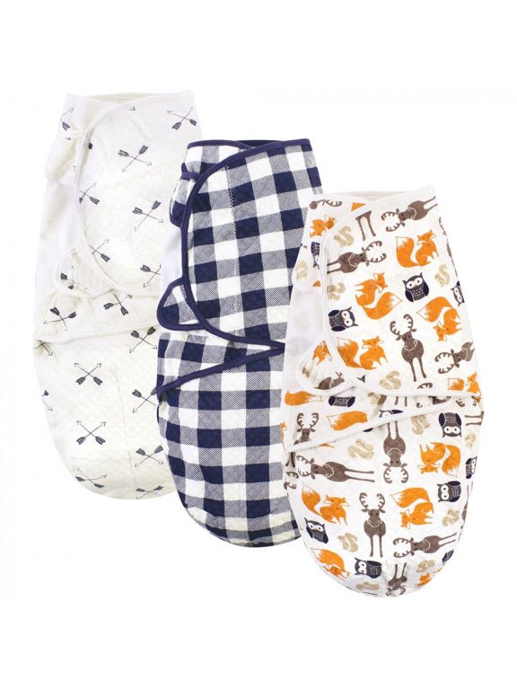 Infant Boy Quilted Cotton Swaddle Wrap 3pk, Boy Forest, 0-3 Months