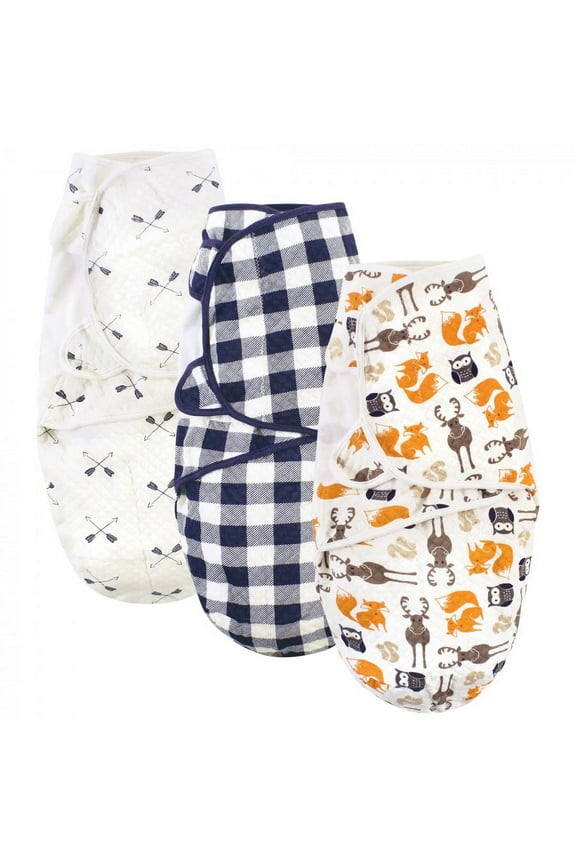 Infant Boy Quilted Cotton Swaddle Wrap 3pk, Boy Forest, 0-3 Months