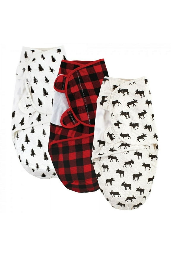 Infant Boy Quilted Cotton Swaddle Wrap 3pk, Moose, 0-3 Months