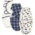 thumbnail image 1 of Hudson Baby Infant Boy Quilted Cotton Swaddle Wrap 3pk, Moose Bear, 0-3 Months, 1 of 5
