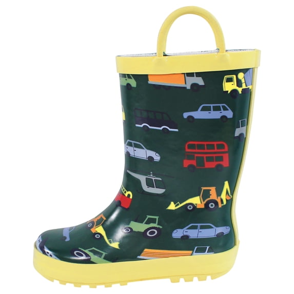 Hudson Baby Infant Boy Rain Boots, Colorful Transportation, 8 Toddler