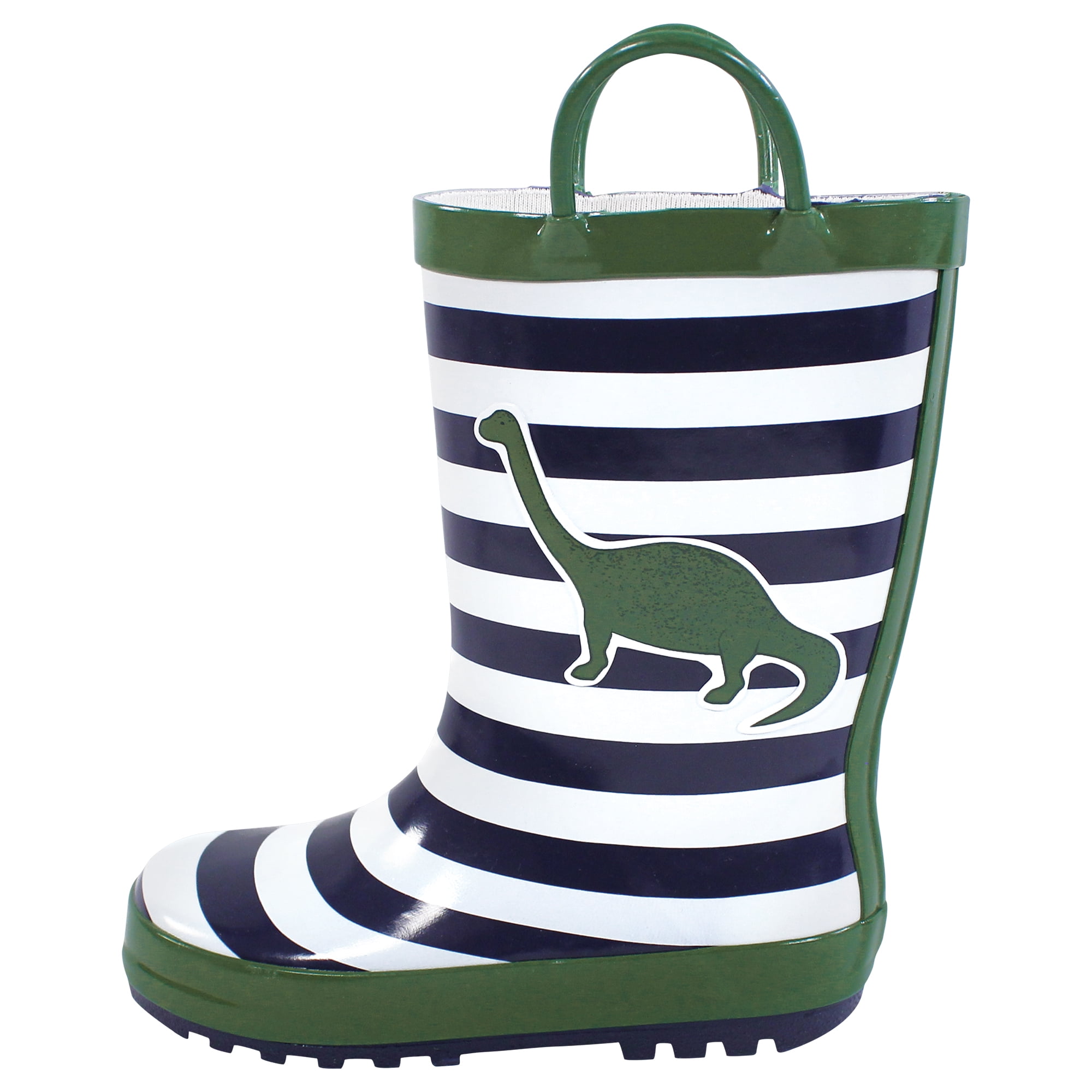 Hudson Baby Infant Boy Rain Boots, Dino Stripe, 12 Toddler