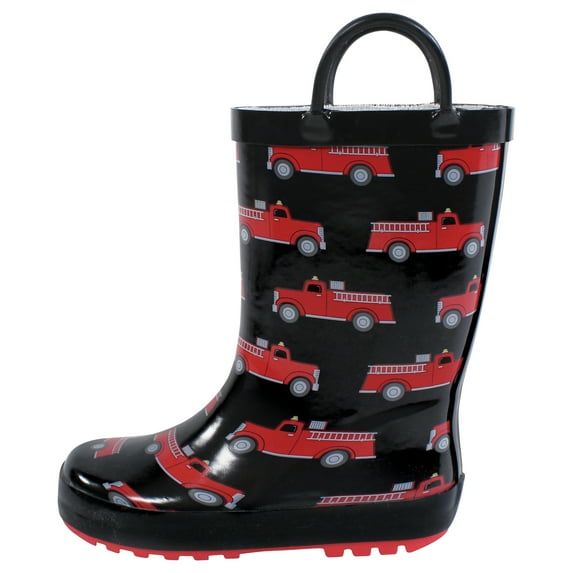 Hudson Baby Infant Boy Rain Boots, Firetrucks, 7 Toddler