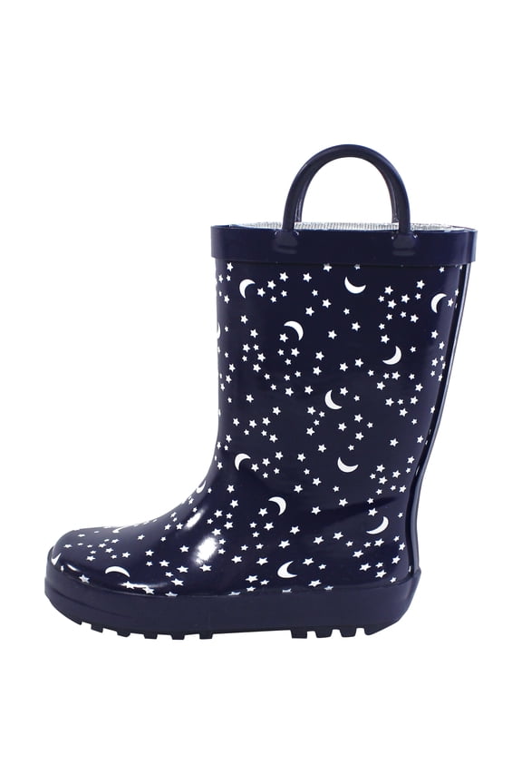 Infant Boy Rain Boots, Navy Stars And Moon, 4 Toddler