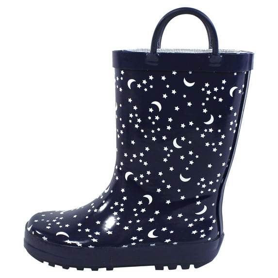 Hudson Baby Infant Boy Rain Boots, Navy Stars And Moon, 9 Toddler