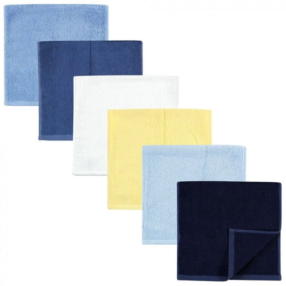 Hudson Baby Infant Boy Rayon from Bamboo Burpcloth 6pk, Blue Yellow, One Size