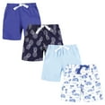 thumbnail image 1 of Hudson Baby Infant Boy Shorts Bottoms 4-Pack, Blue Tropical Scene, 9-12 Months, 1 of 3