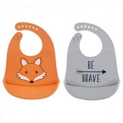 Infant Boy Silicone Bibs 2pk, Fox, One Size