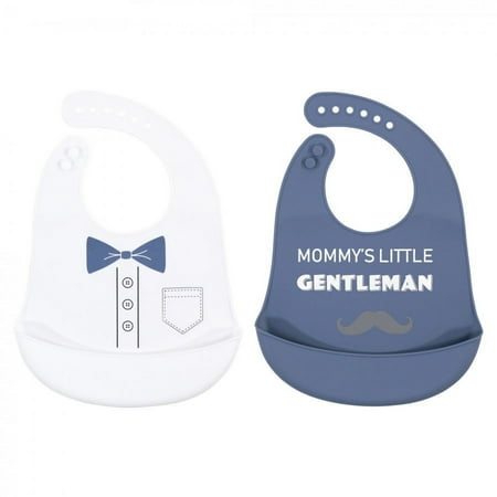 Hudson Baby Infant Boy Silicone Bibs 2pk, Mommys Little Gentleman, One Size