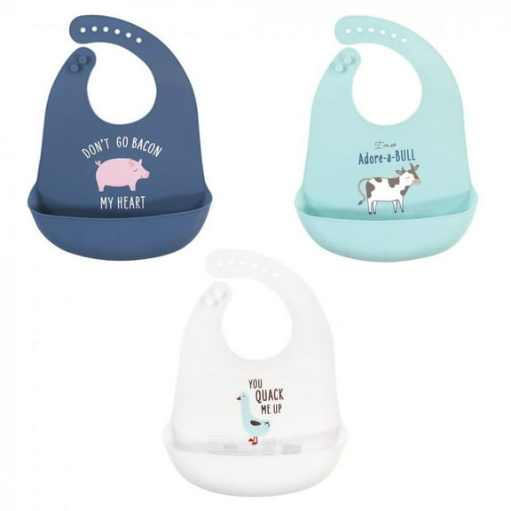 Hudson Baby Infant Boy Silicone Bibs, Bacon My Heart, One Size