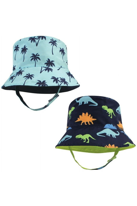 Infant Boy Sun Protection Hat, Dinosaur Palm Tree, 0-12 Months