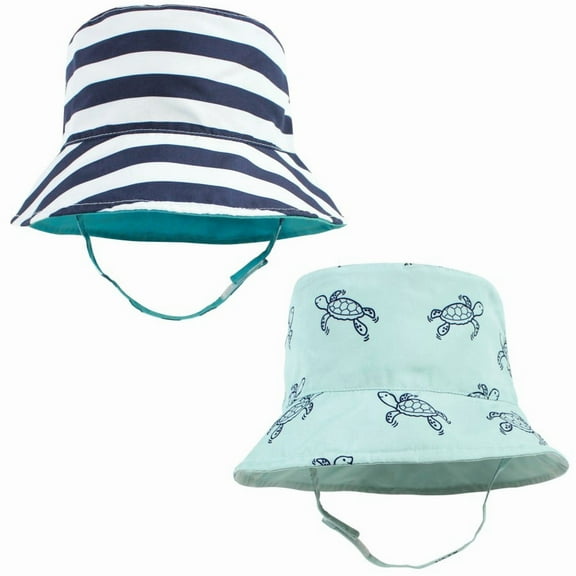 Hudson Baby Infant Boy Sun Protection Hat, Sea Turtle Stripe, 12-24 Months