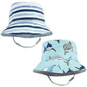 Hudson Baby Infant Boy Sun Protection Hat, Shark Stripe, 0-12 Months