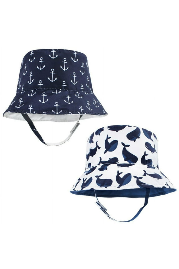 Infant Boy Sun Protection Hat, Whale Anchor, 0-12 Months