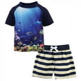 thumbnail image 1 of Hudson Baby Infant Boy Swim Rashguard Set, Boy Coral Reef, 3-6 Months, 1 of 4