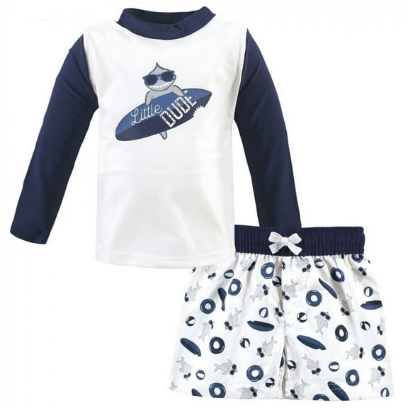 Hudson Baby Infant Boy Swim Rashguard Set, Little Dude, 3-6 Months